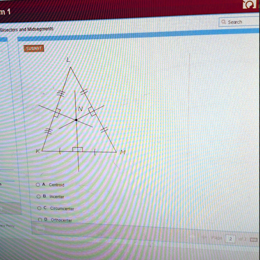 SOLVED: 'The diagram shows triangle KLM. Which term describes point N ...