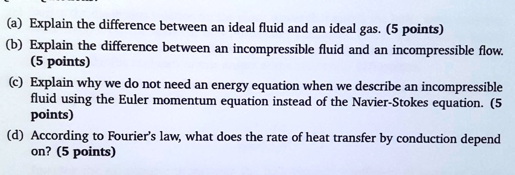 SOLVED: (a) Explain The Difference Between An Ideal Fluid And An Ideal ...