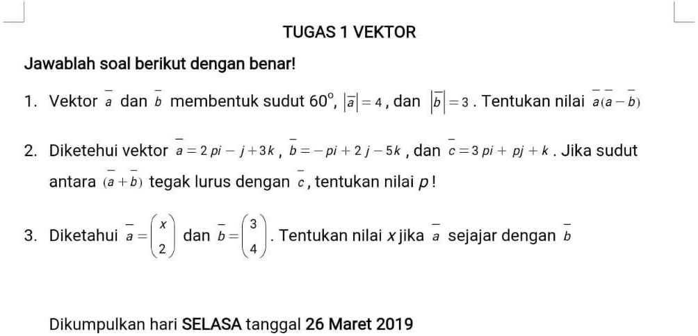 SOLVED: Mapel : Matematika PeminatanBab : VektorKelas : 10 SMA Soal Ada ...