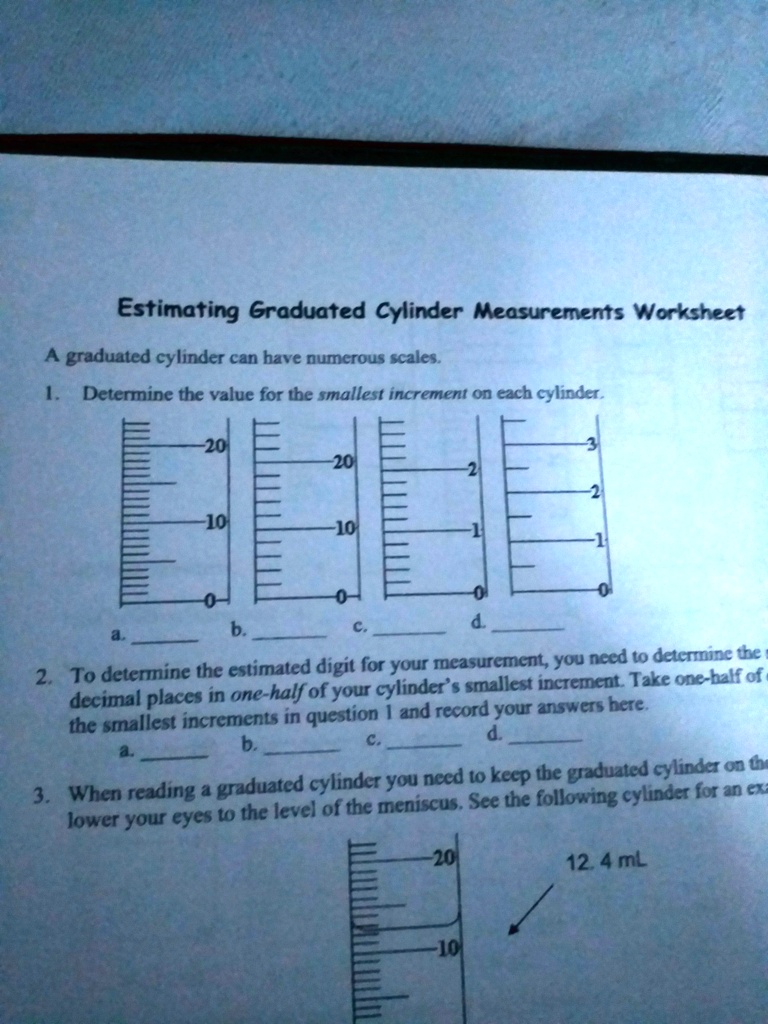 Estimating Graduated Cylinder Measurements Worksheet A graduated ...