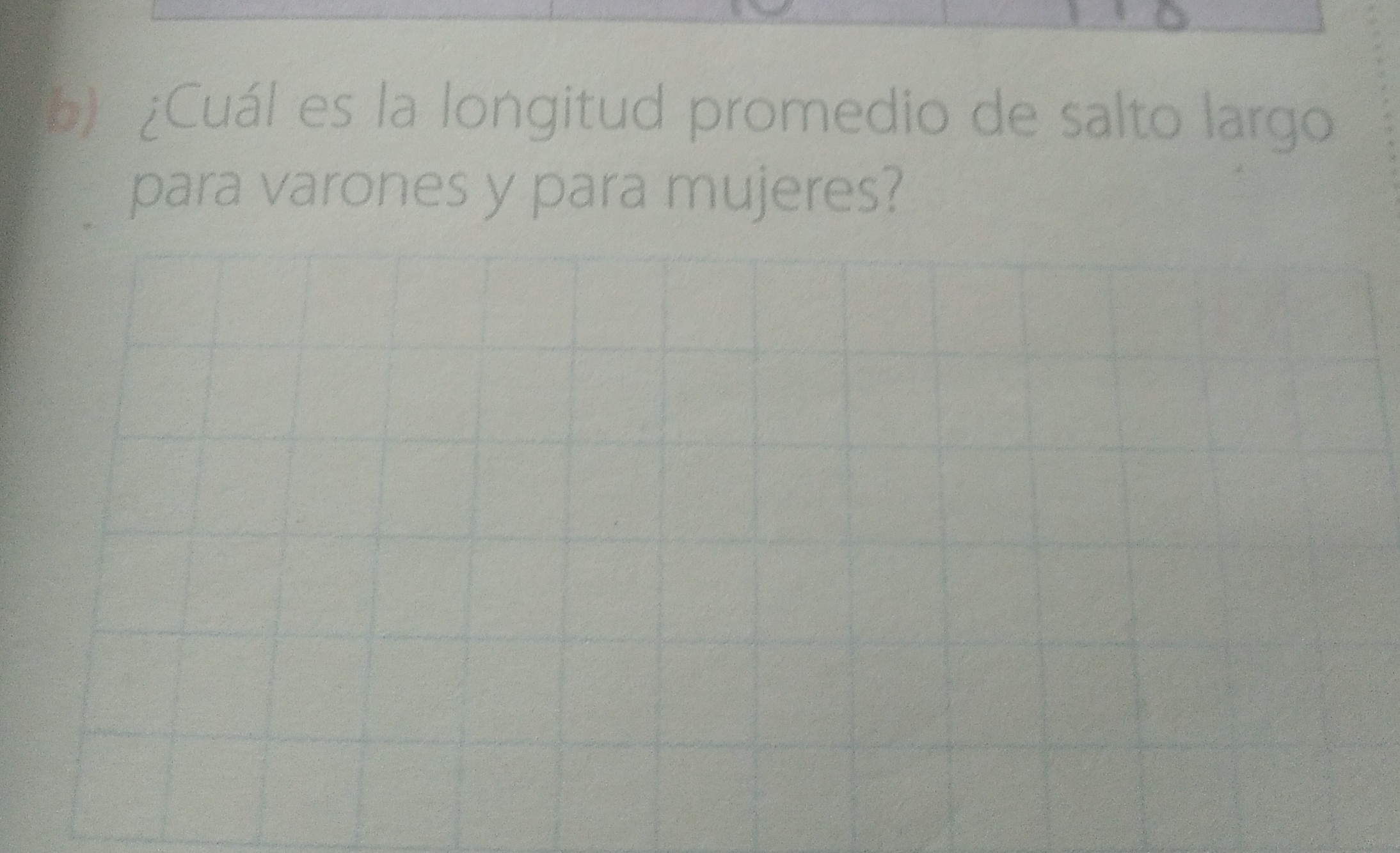 b) ¿Cuál es la longitud promedio de salto largo para varones y para ...
