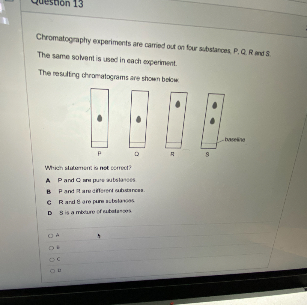 SOLVED: Chromatography Experiments Are Carried Out On Four Substances ...