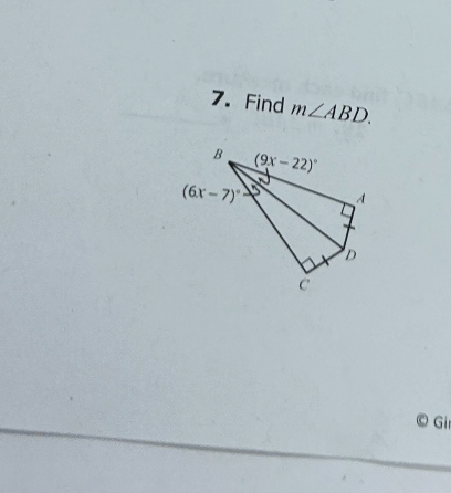 SOLVED: 7. Find m ∠ A B D.