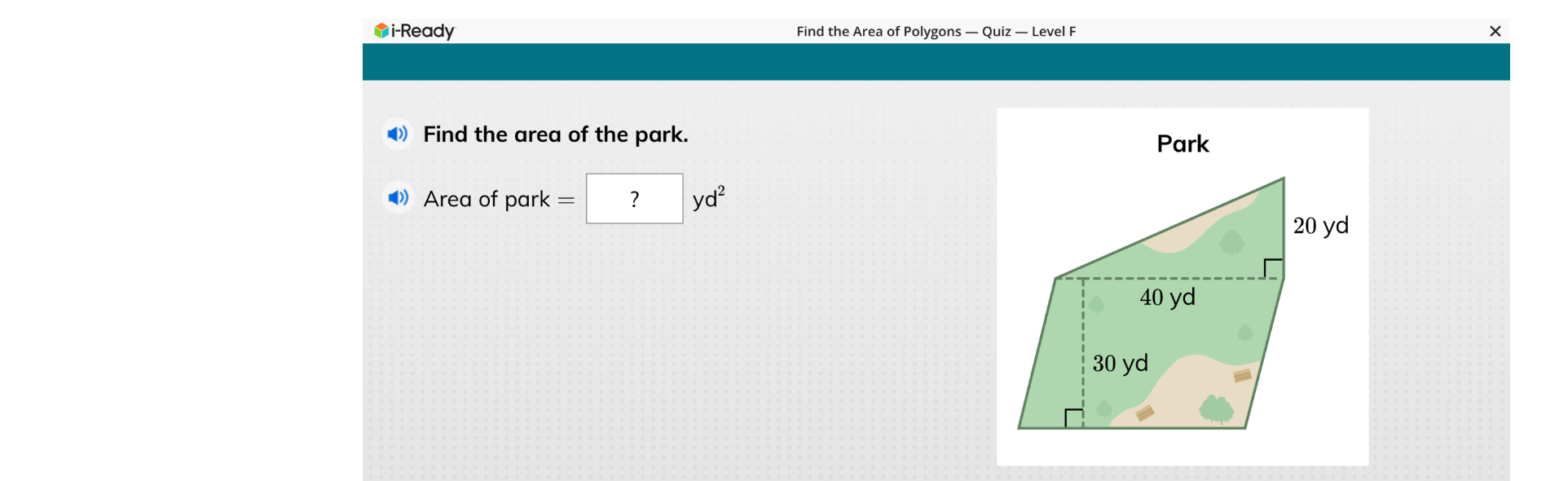 Find the area of the park 4 area of park find the area of polygons