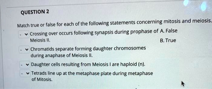 SOLVED: QUESTION 2 Match true or false for each of the following