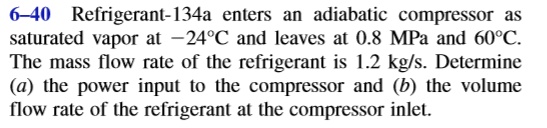 SOLVED: 6-40 Refrigerant-134a enters an adiabatic compressor as ...