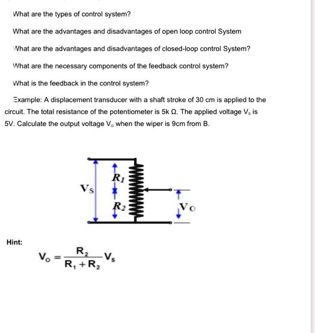 SOLVED What are the types of control systems? What are the advantages