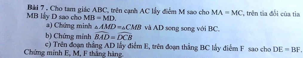 Solved BÃ I 1 Cho Tam GiÃ¡c Abc TrÃªn Cáº¡nh Ac Láº¥y Ä‘iáƒm M Sao