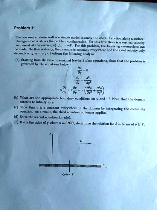 SOLVED: Problem 1: The flow over a porous wall is a simple model to ...