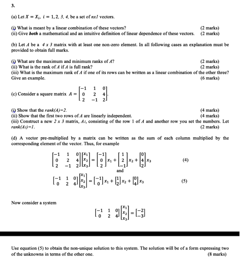 SOLVED(a) Let X = Xi, i =1,2,3, 4, be a set of nxl vectors What is