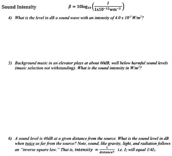 soumd ntensity b 1olog1o o yn what is the level in db sound wave with ...