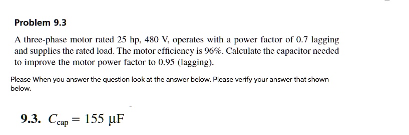 SOLVED: A three-phase motor rated 25 hp, 480 V, operates with a power ...