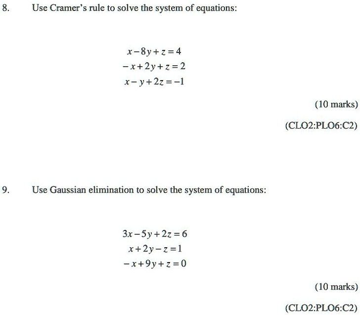 SOLVED Use Cramer's rule to solve the system of equations x 8y + 2