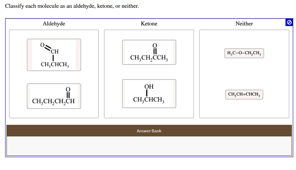 SOLVED: Classify each molecule as an aldehyde, ketone, or neither ...