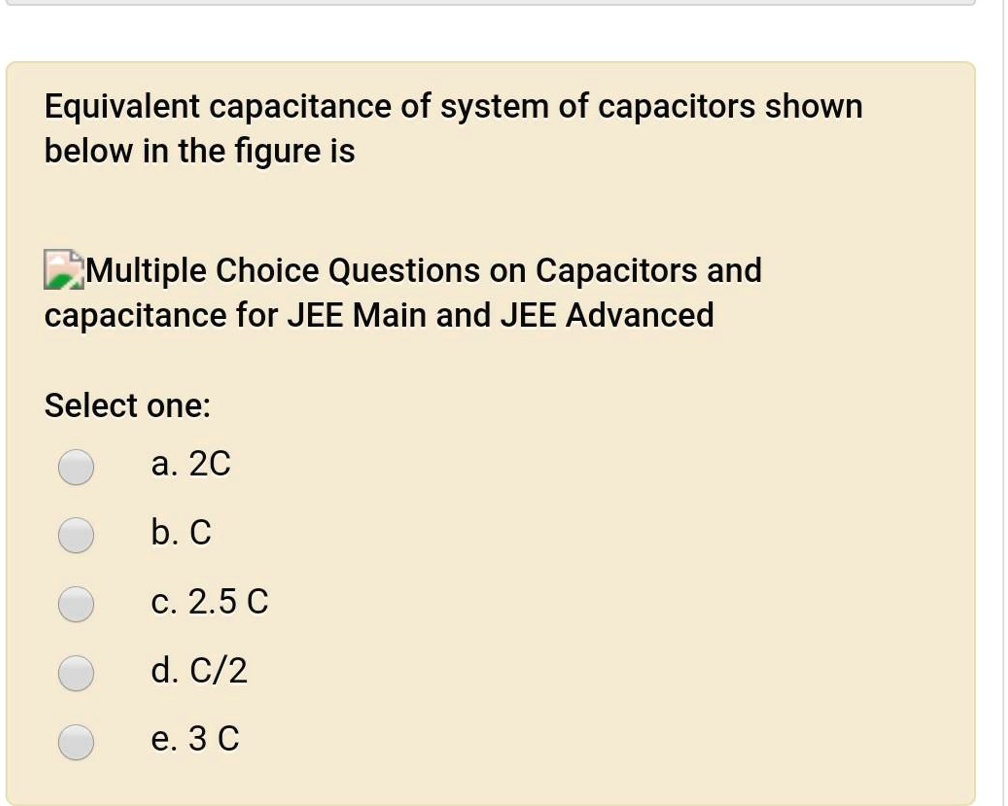 SOLVED Equivalent capacitance of system of capacitors shown below in