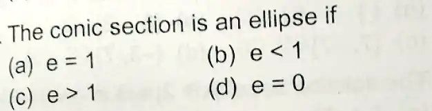 SOLVED: The Conic Section Is An Ellipse If E = 1 (b) E 1 (d) E = 0 (c)