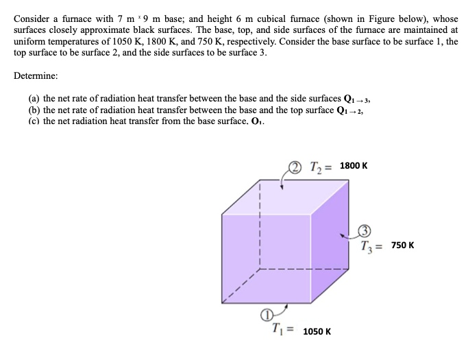 Consider a furnace with 7 m ×9 m base; and height 6 m...