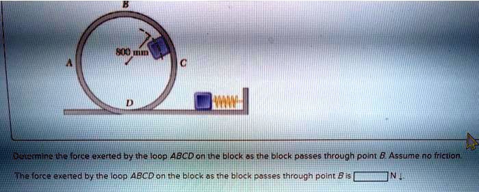 hamine the force exerted by the loop abcd on the block as the biock passes through point b assume no fricton the force exented by the loop abcdon the block as the block passes through point  64148