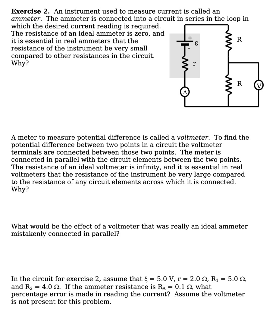SOLVED Exercise 2. An instrument used to measure current is called an