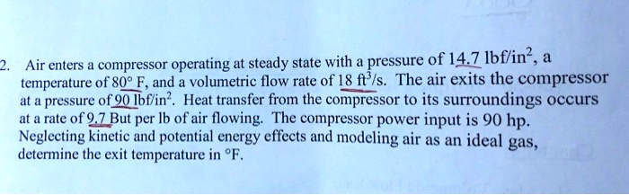 SOLVED: Air enters a compressor operating at steady state with a ...