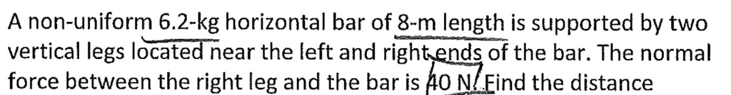 SOLVED: Find the distance between the center of mass of the bar and its ...