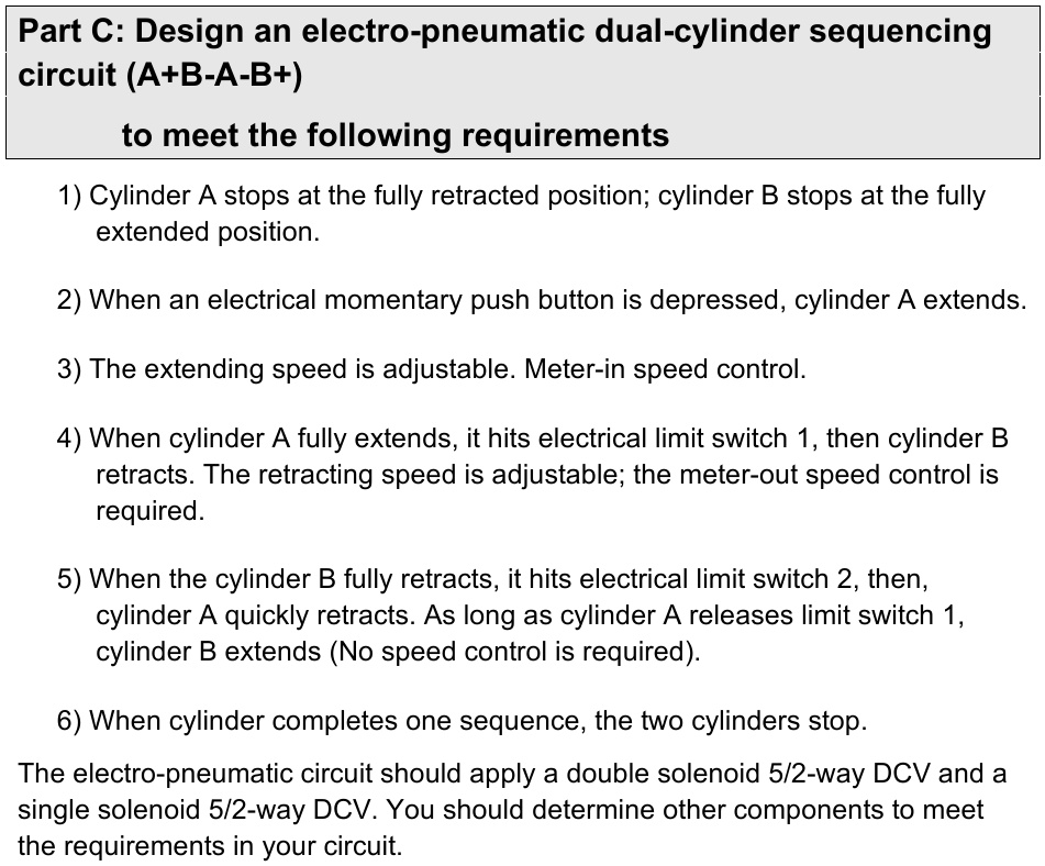 SOLVED: Part C: Design An Electro-pneumatic Dual-cylinder Sequencing ...