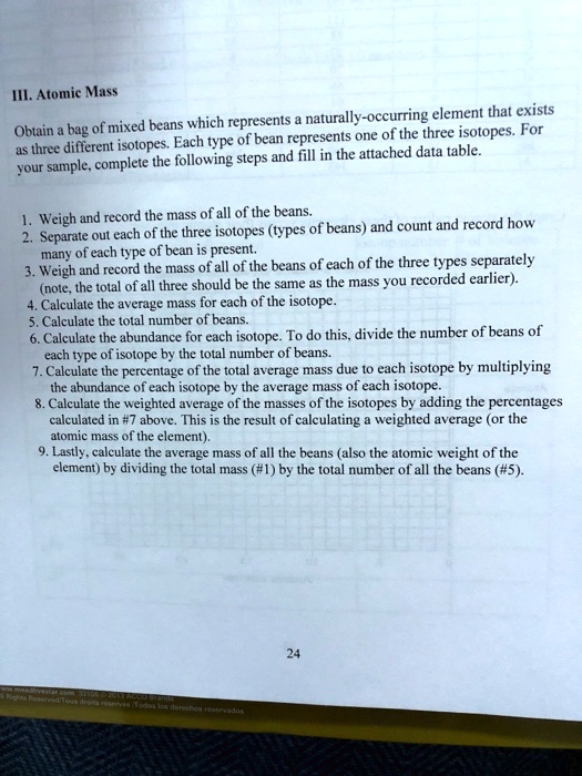 SOLVED Atomic Mass beans which represents naturallyoccurring element