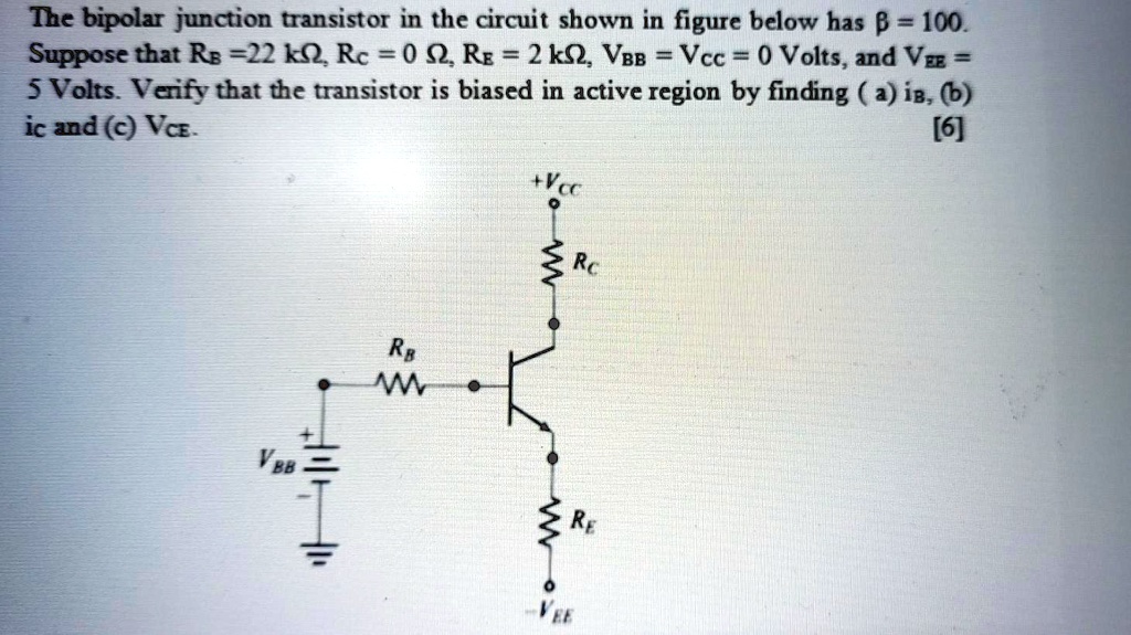 SOLVED: The bipolar junction transistor in the circuit shown in the ...