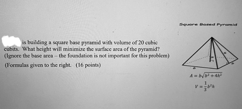 how to find base area of a square based pyramid