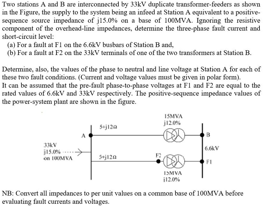 SOLVED: Two stations A and B are interconnected by 33kV duplicate ...