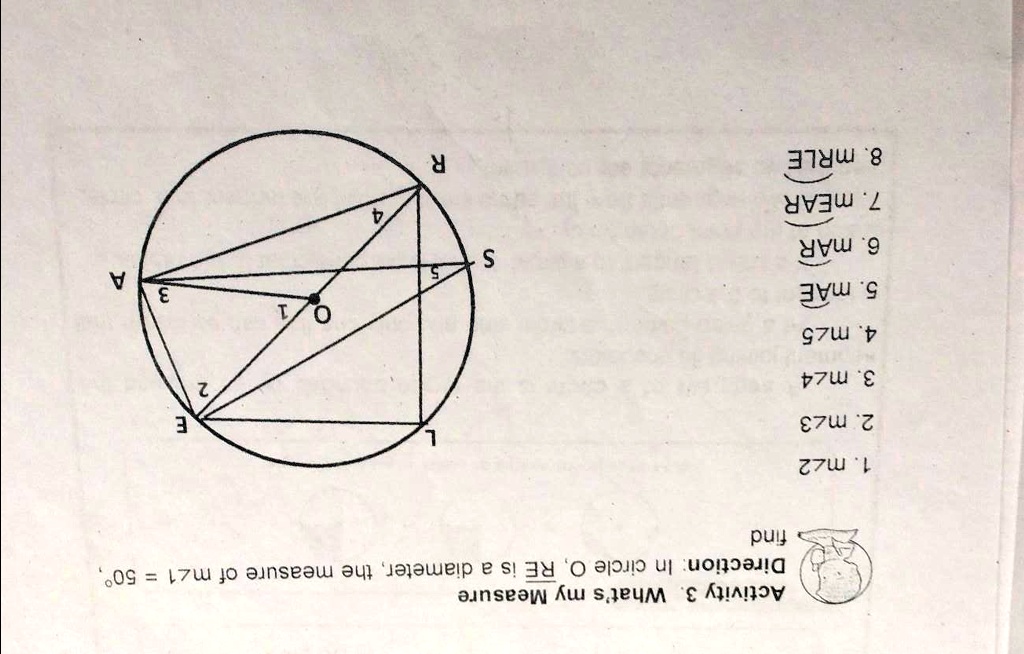 SOLVED Activity 3. What s my Measure Direction In circle O RE