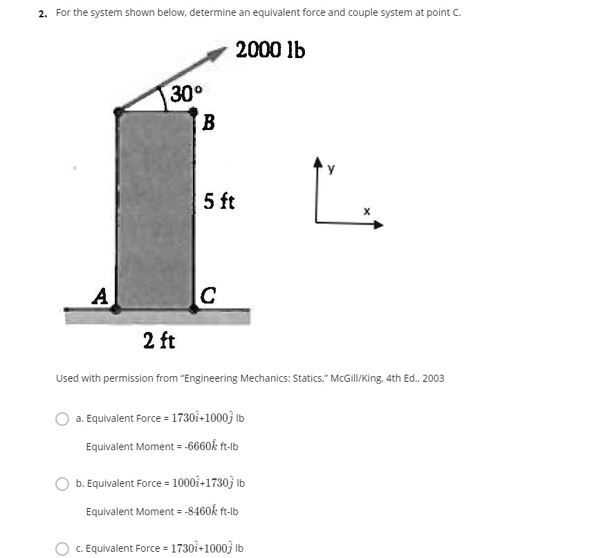 SOLVED: For the system shown below, determine an equivalent force and ...