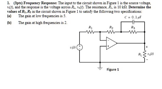 SOLVED: Frequency Response: The input to the circuit shown in Figure 1 ...