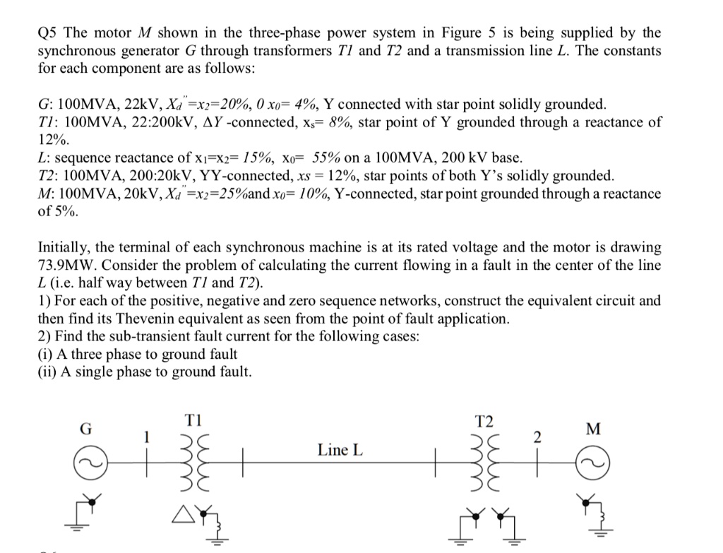 SOLVED: Q5 The motor M shown in the three-phase power system in Figure ...