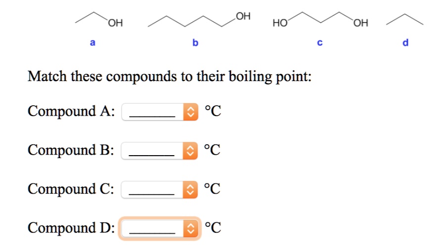 SOLVED OH OH OH OH Match these compounds to their boiling point