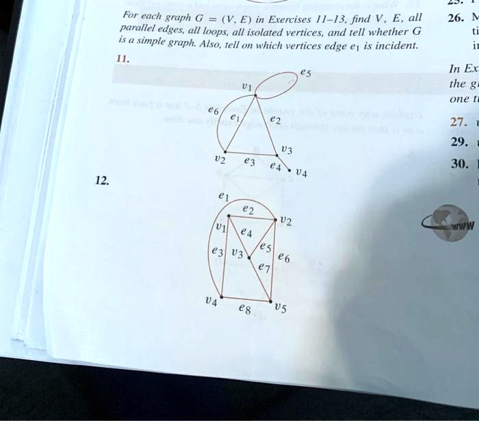 for each graph g ve in exercises 1 13 find v e all parallel edges all ...