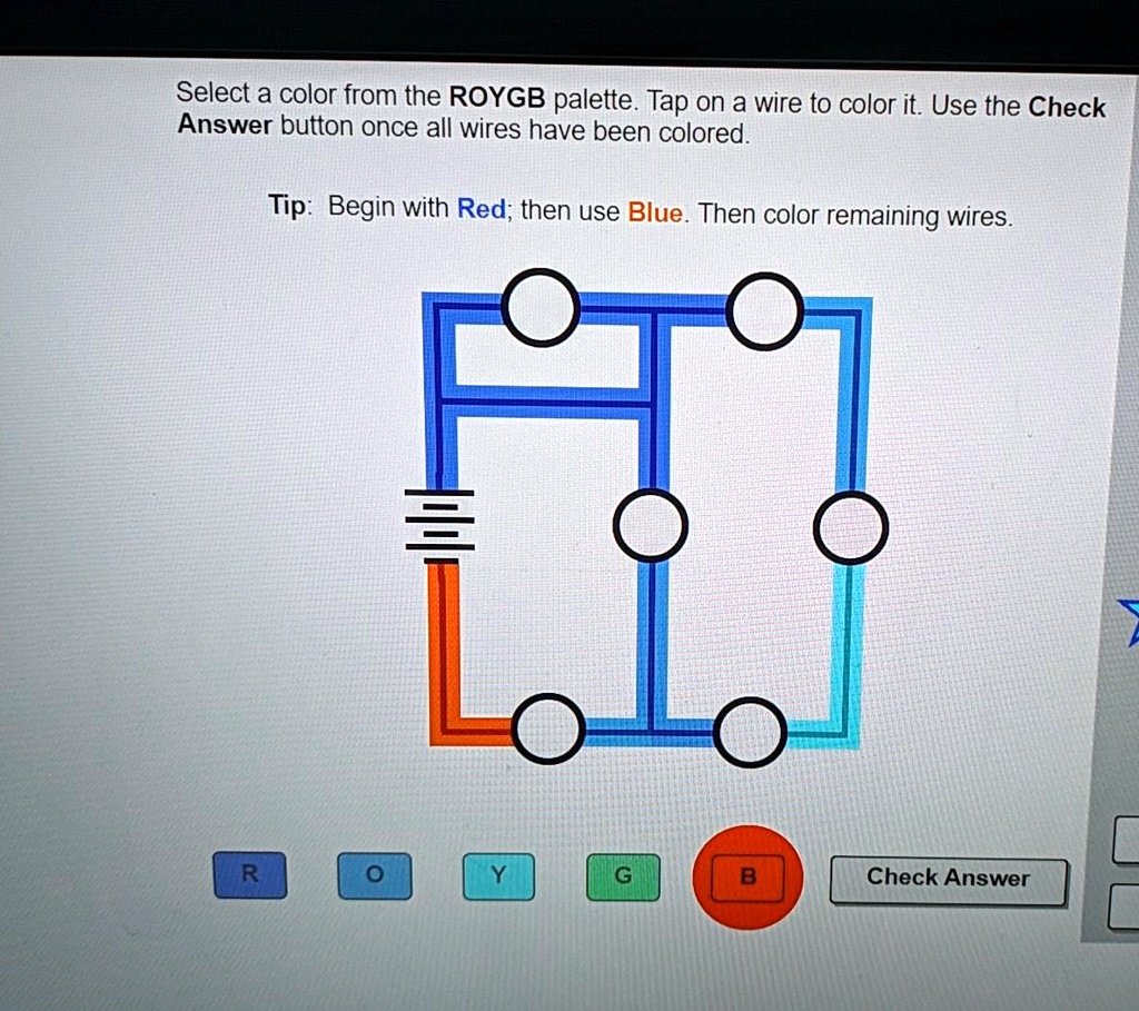 select a color from the roygb palette tap on a wire to color it use the ...