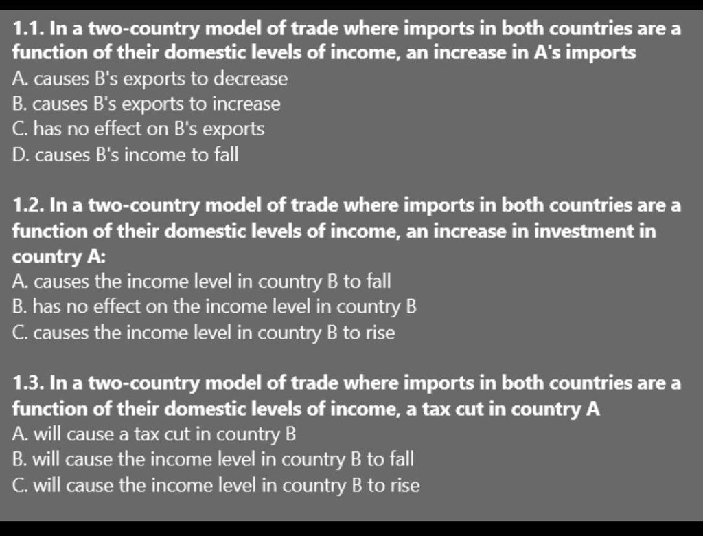 11in a two country model of trade where imports in both countries are a ...