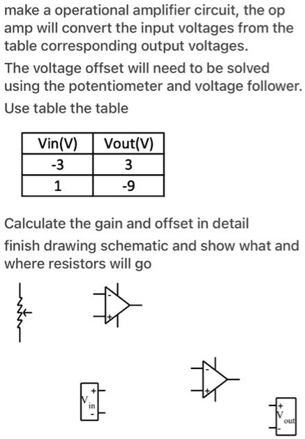 make a operational amplifier circuit, the op amp will convert the input ...