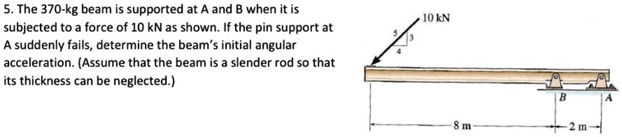 5 the 370 kg beam is supported at a and b when it is subjected to a ...