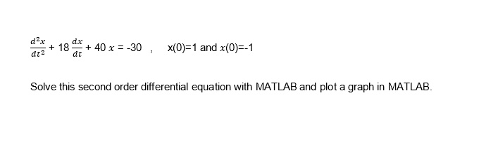 Solve this second order differential equation with MATLAB and plot a ...