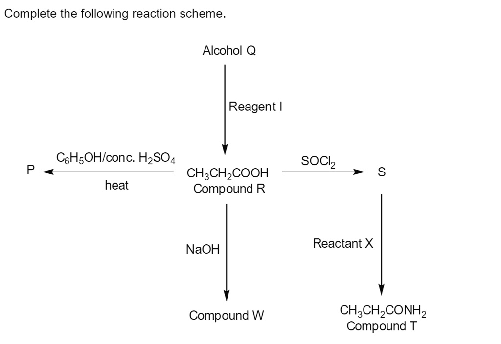 SOLVED Complete the following reaction scheme. Alcohol Q Reagent I