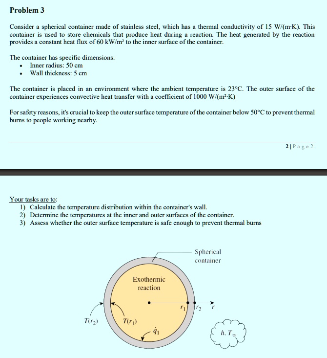 SOLVED: Problem 3 Consider a spherical container made of stainless ...