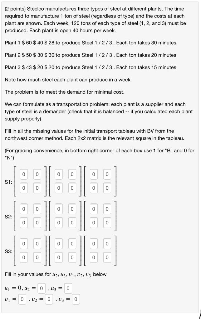 Solved Points Steelco Manufactures Three Types Of Steel At Different Plants The Time Required