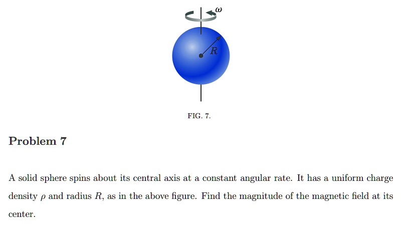SOLVED: R FIG Problem A solid sphere spins about its central axis at a ...
