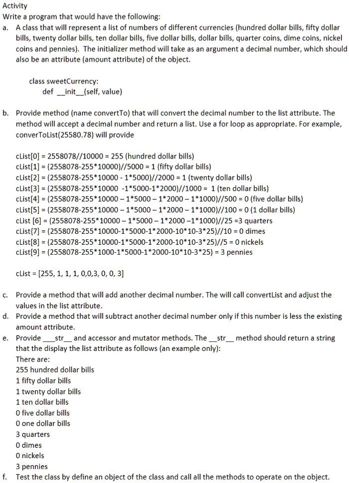 in python write a program that would have the followingaa class that ... image.