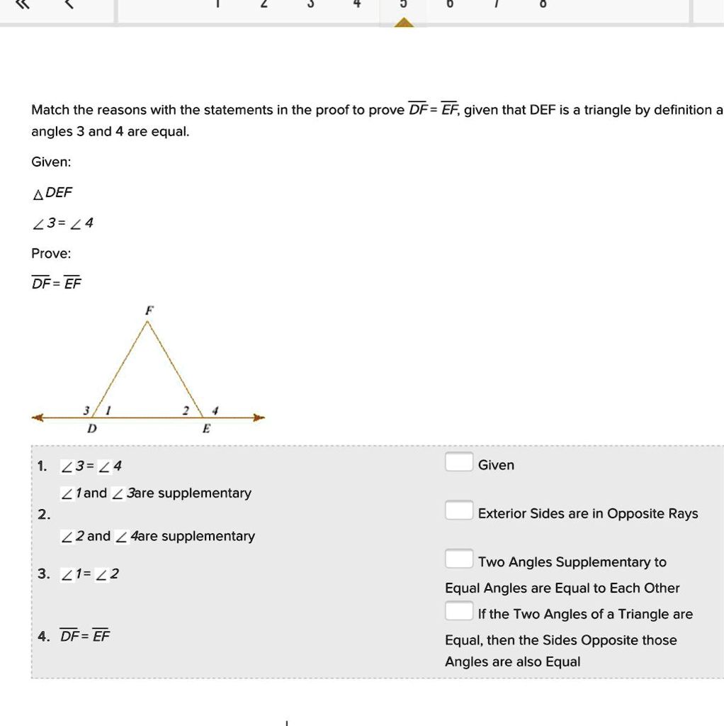 Solved Match The Reasons With The Statements In The Proof To Prove Df