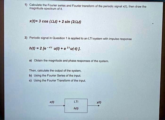 SOLVED: Texts: 1. Calculate the Fourier series and Fourier transform of ...