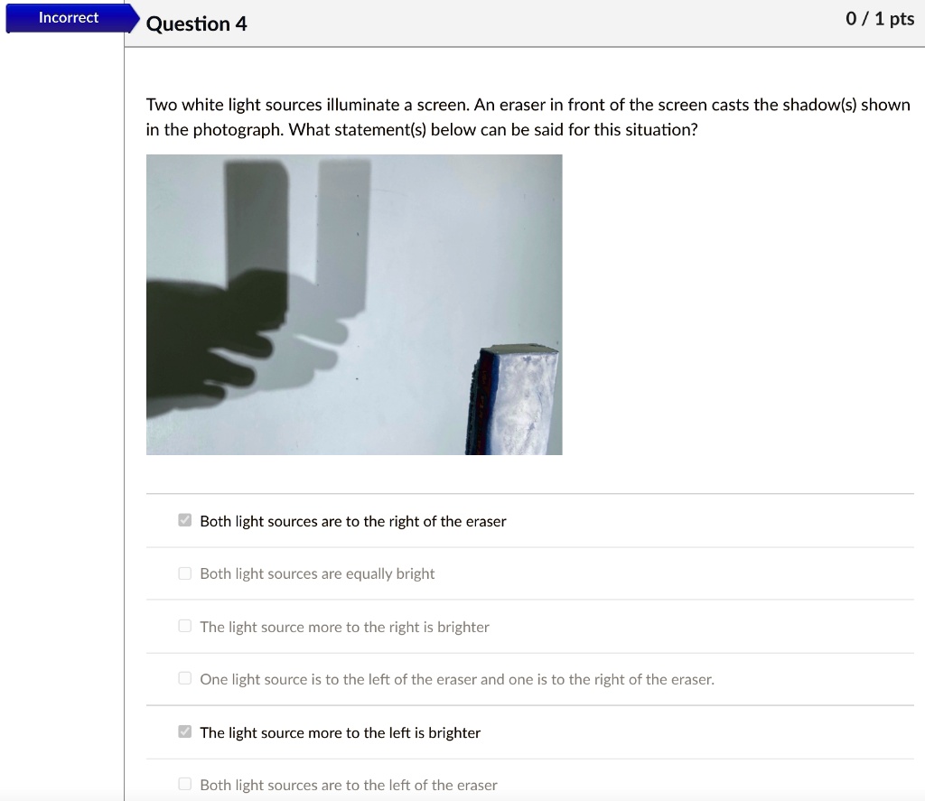SOLVED: Incorrect Question 4 0 / 1 Pts Two White Light Sources ...
