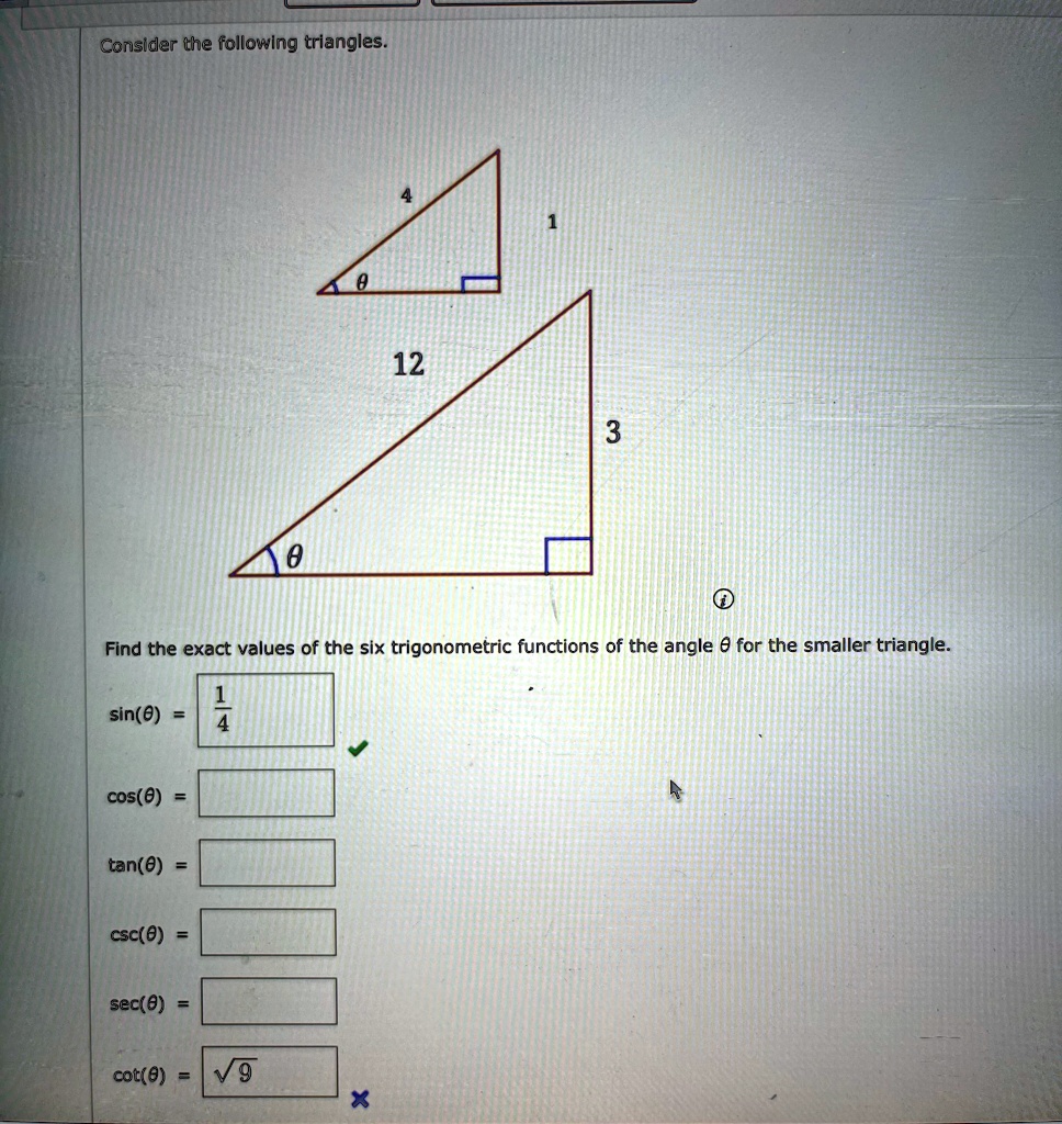 SOLVED: Please help!! Thank you! Consider the following triangles. Find ...